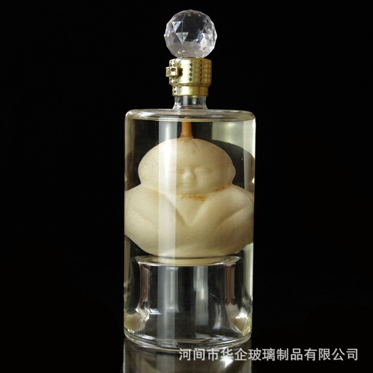 河间华企手工艺吹制高硼硅玻璃工艺酒瓶十二生肖玻璃泡酒瓶_图片