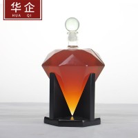河北华企吹制玻璃工艺酒瓶高硼硅玻璃艺术酒瓶钻石玻璃醒酒器包装厂